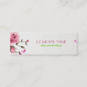Rustic Red Roses White Background Cosmetology Mini Business Card