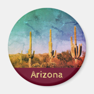 Rustic Red Saguaro Cactus Arizona Magnet