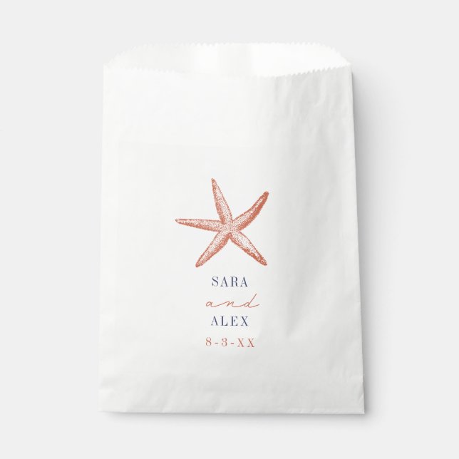 Rustic Red Starfish Beach Wedding Favour Bag (Front)