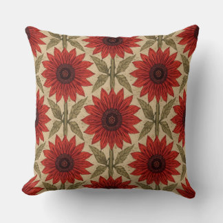 Rustic Red Sunflower Throw Pillow