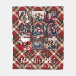 Rustic Red Tartan Plaid Personalized 9 Photo   Fleece Blanket