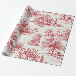 Rustic Red Toile Country Landscape Pattern Wrapping Paper