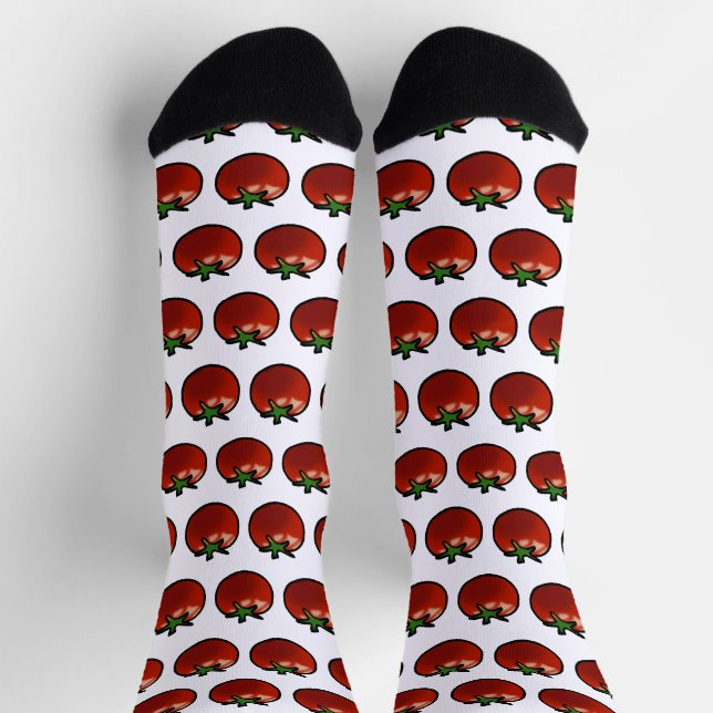 Rustic Red Tomato Botanical Art Socks (Top)