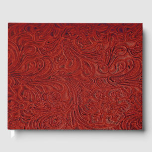 Rustic Red Tooled Leather (Faux) Guest Book