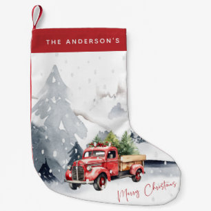 Rustic Red Truck Christmas Personalized Small Christmas Stocking