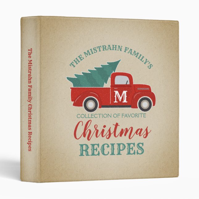Rustic Red Truck Family Christmas Recipes Binder (Front/Spine)