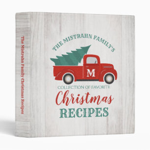 Rustic Red Truck Family Christmas Recipes Cookbook Binder