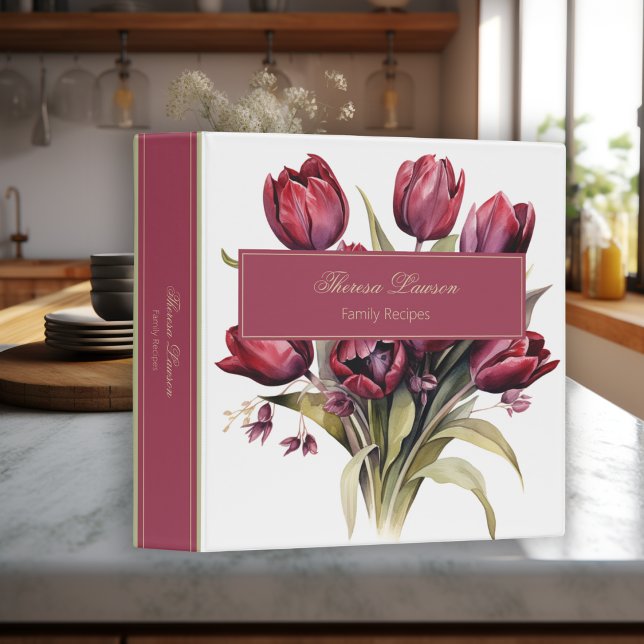 Rustic Red Tulips Bouquet Family Recipes Binder (Creator Uploaded)