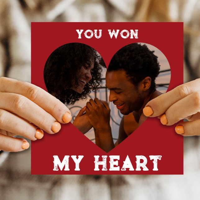Rustic Red Vous avez gagné mon coeur Carte photo p (Rustic Red You Won My Heart Custom Photo Card)