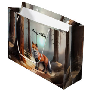 Rustic Red Watercolor Fox Large Gift Bag