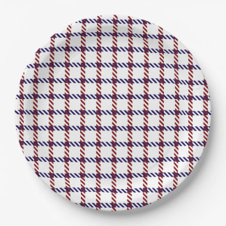 Rustic Red, White, and Blue Gingham Paper Plate