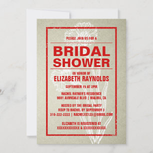 Rustic Red & White Bridal Shower Invitations