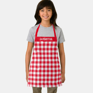 Rustic Red White Buffalo Plaid Holiday Custom Apron