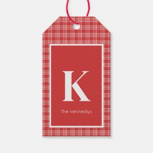 Rustic Red & White Plaid Monogram Gift Tags