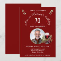 Rustic Red Wine Glass Olive 50th Birthday Photo
