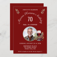 Rustic Red Wine Glass Olive 50th Birthday Photo