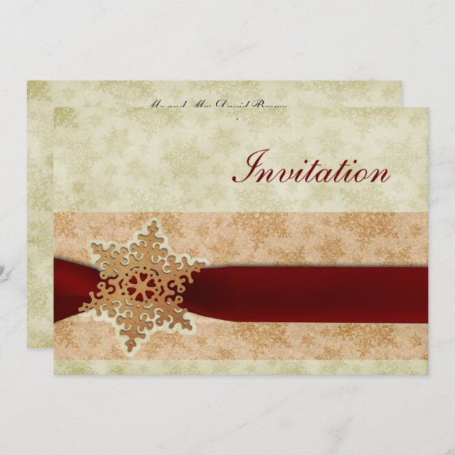 rustic red winter wedding Invitation cards (Front/Back)