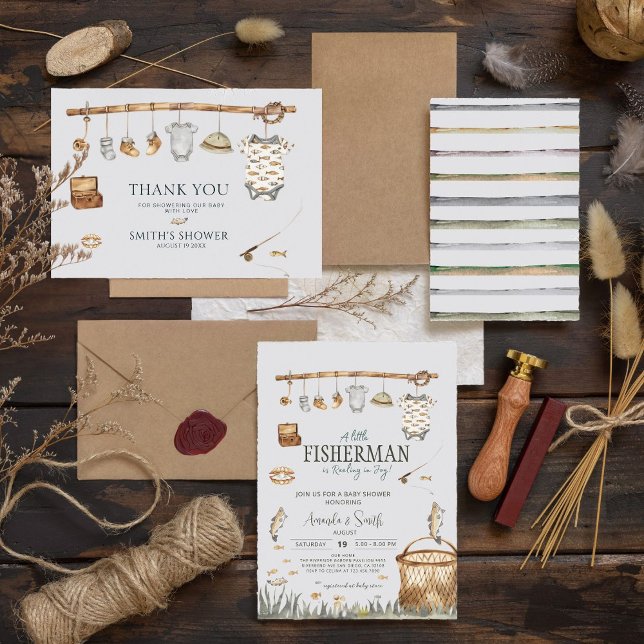 Rustic Reel Fun Fishing Baby Shower Thank You Card (Creator Uploaded)