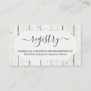 Rustic Registry Insert / Enclosure for Invitation