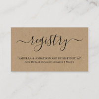 Rustic Registry Insert / Enclosure for Invitation