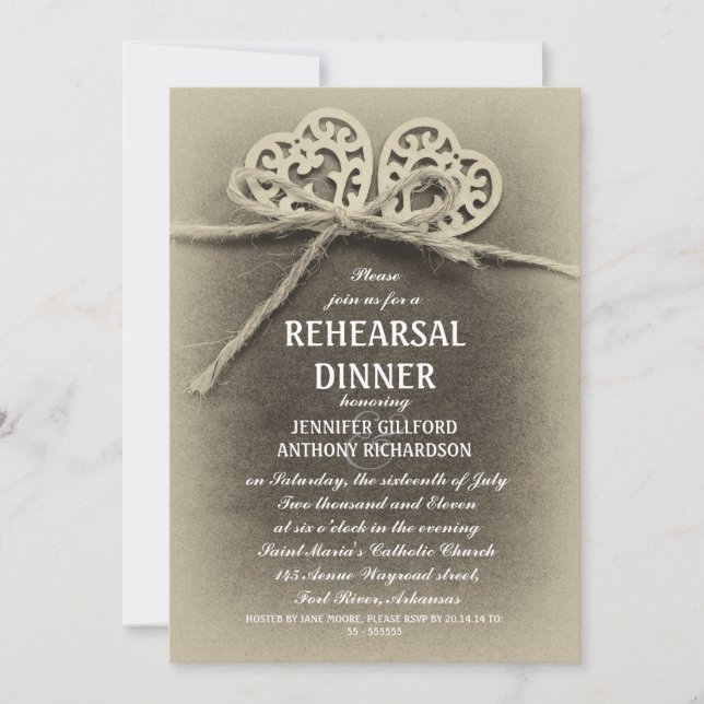 rustic rehearsal dinner invitation (Front)