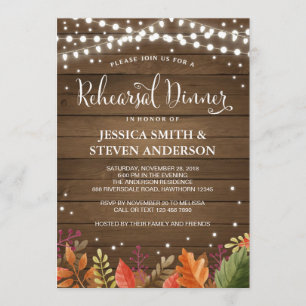 Rustic Rehearsal Dinner invitation, fall wedding Invitation