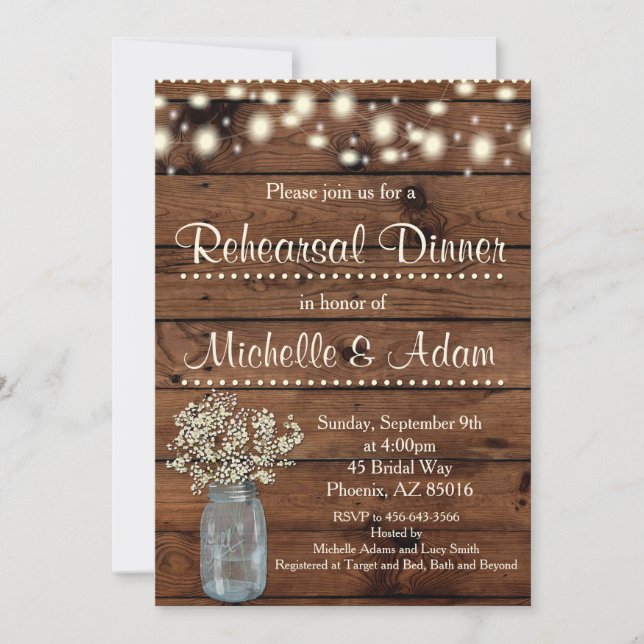 Rustic Rehearsal Dinner Invitation, Rehearsal Invitation (Front)