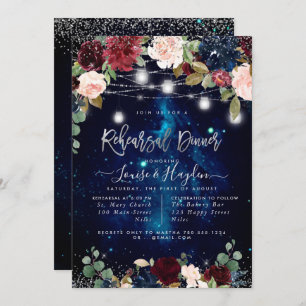 Rustic Rehearsal Dinner Mason Jars Light Strings Invitation