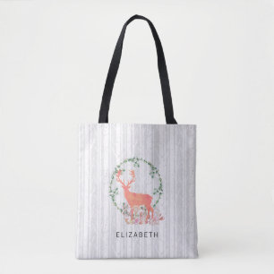 Rustic Reindeer Boho Watercolor Custom Tote Bag