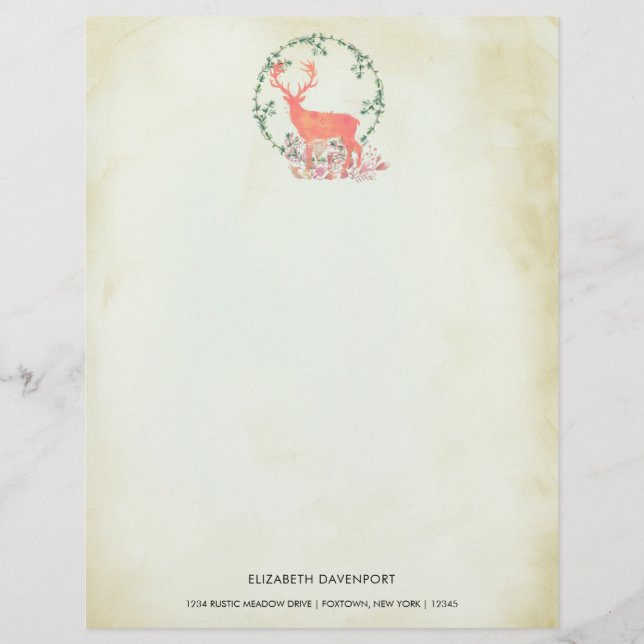 Rustic Reindeer Boho Watercolor Personalized (Front)