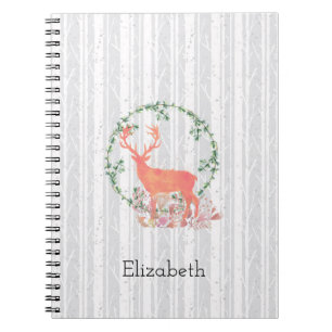 Rustic Reindeer Boho Watercolor Personalized Notebook