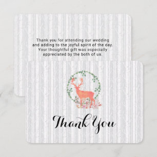 Rustic Reindeer Botanical Wedding Thank You Invitation