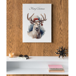 Rustic Reindeer Christmas, custom Canvas Print