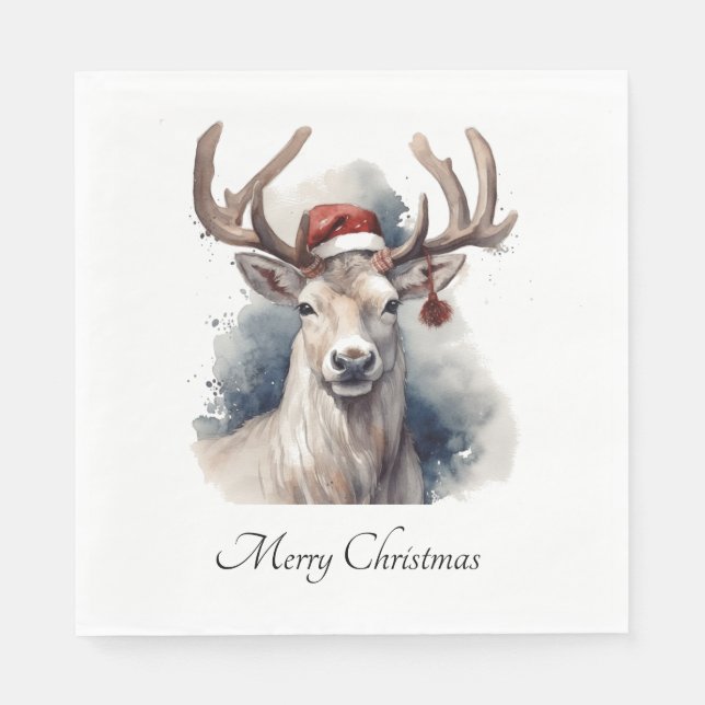 Rustic Reindeer Christmas, custom Napkin (Front)