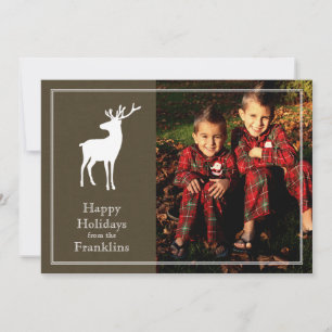 Rustic Reindeer Photo Holiday Christmas Card