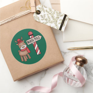 Rustic Reindeer Sticker - North Pole Vintage Style