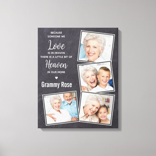 Rustic Remembrance Photo Collage Memorial Canvas Print (Front)