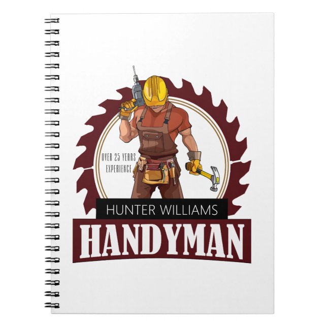 Rustic Repairman Construction Handyman Modern Notebook (Front)