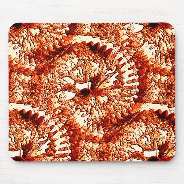 Rustic repetition of reddish coral rosettes carved mouse pad (Front)