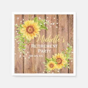 Rustic Retirement Floral Sunflower Party Napkin
