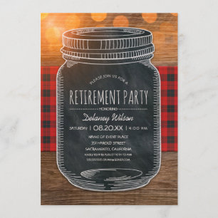 Rustic Retirement Party Chalkboard Mason Jar Invitation