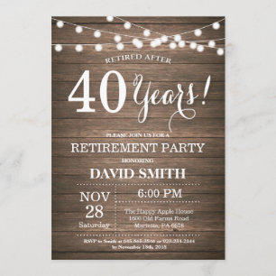 Rustic Retirement Party Invitation Card Wood