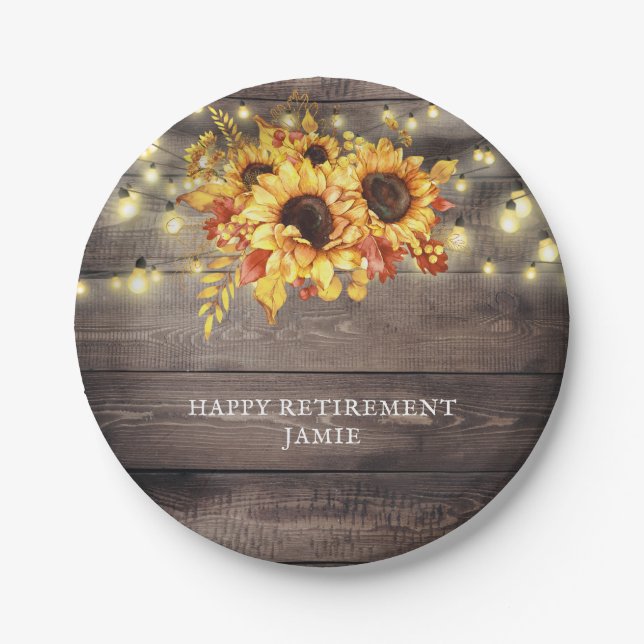 Rustic Retirement Party Paper Plate (Front)