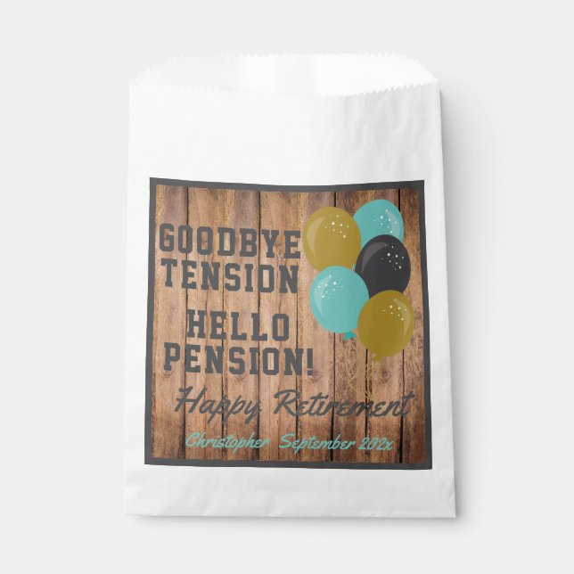 Rustic Retirement Quote And Balloons Favour Bag (Front)