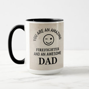 Rustic Retro Beige Marble Pattern Firefighter Dad Mug