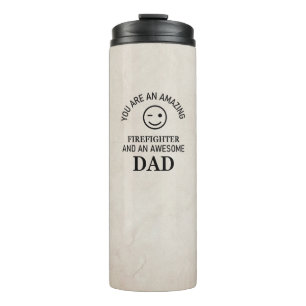 Rustic Retro Beige Marble Pattern Firefighter Dad Thermal Tumbler