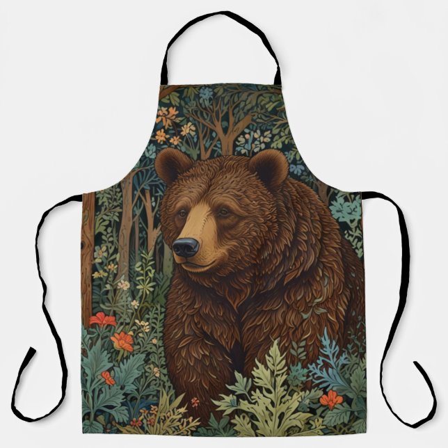 Rustic retro brown bear apron (Front)