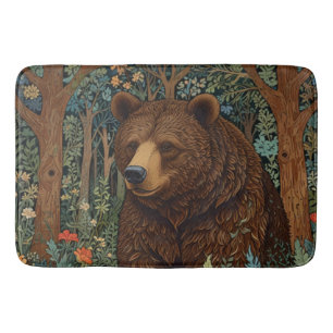 Rustic retro brown bear bath mat