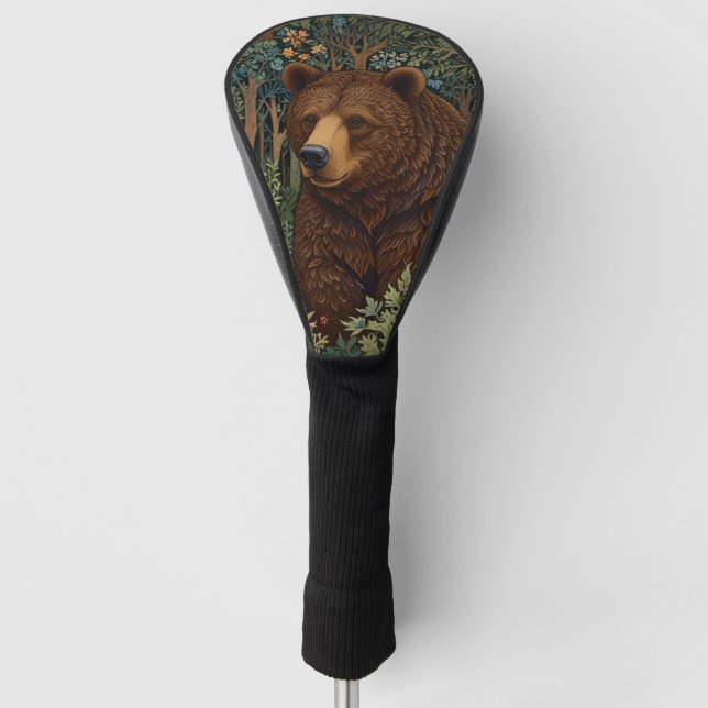 Rustic retro brown bear golf head cover (Front)