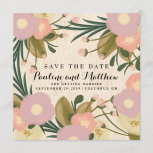 Rustic Retro Floral Canvas Photo Save the Date